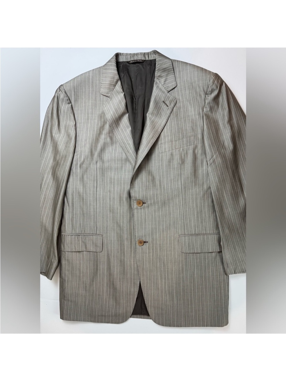 Canali Tan Pinstripe Blazer - Classic Two-Button Suit Jacket